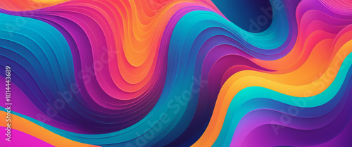 Vibrant Gradient Waves: Soft, flowing waves of vibrant neon colors blending into each other, creating a sense of motion and depth with a smooth, glossy finish.