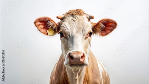 Birthday cow with panoramic view isolated on white background