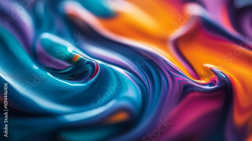 Colorful Abstract Waves, vibrant swirls of teal, purple, and orange create a fluid, dynamic composition that evokes a sense of movement and creativity. photo