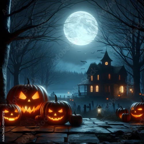 halloween background with castle