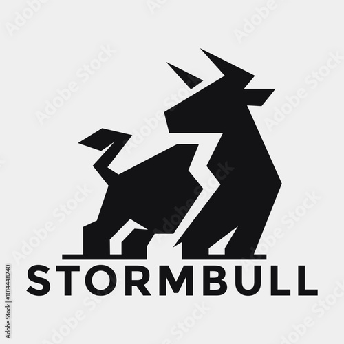 Strong Bull Logo Design. Storm Bull Logo. Strong Logo. Bull Logo.