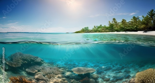 Fototapeta Naklejka Na Ścianę i Meble -  coral reef and blue sea
