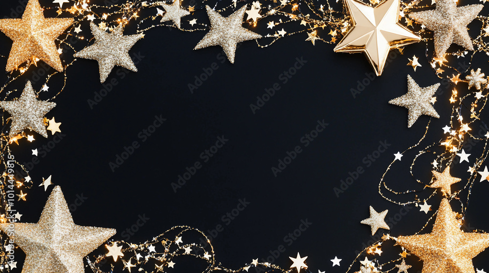 Sparkling Golden Stars Framing a Beautiful Holiday Celebration Background Sparkling Golden Stars Framing a Beautiful Holiday Celebration Background