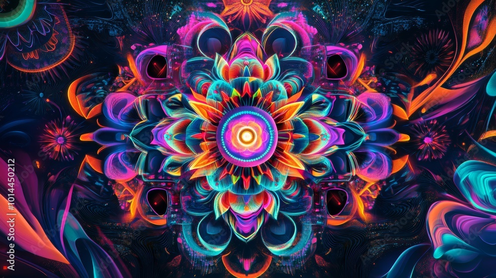 Vibrant Mandala Design with Colorful Patterns and Swirls Vibrant Mandala Design with Colorful Patterns and Swirls