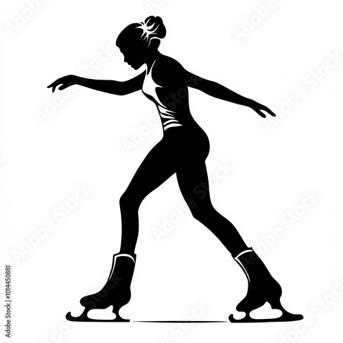 Ice Skater Silhouette, Illu...