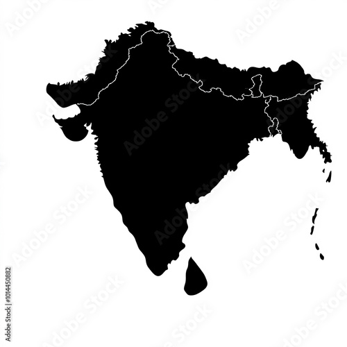 India Map Silhouette, Illus...