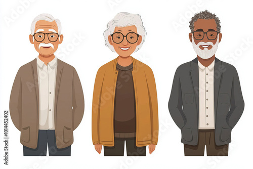 Older People On White Backg...