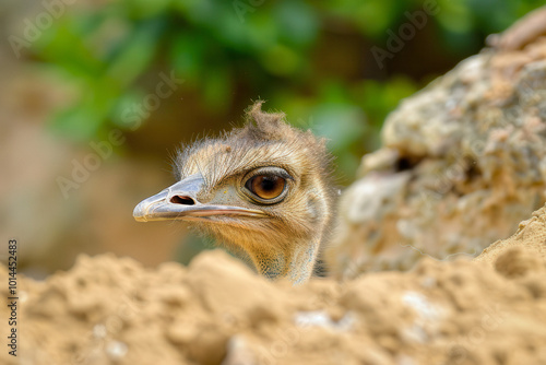 A close up of an ostrichs h...