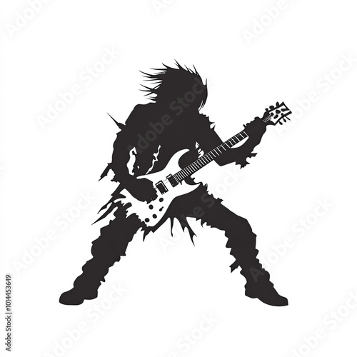 Rockstar Silhouette, Illustration Isolated On White Background