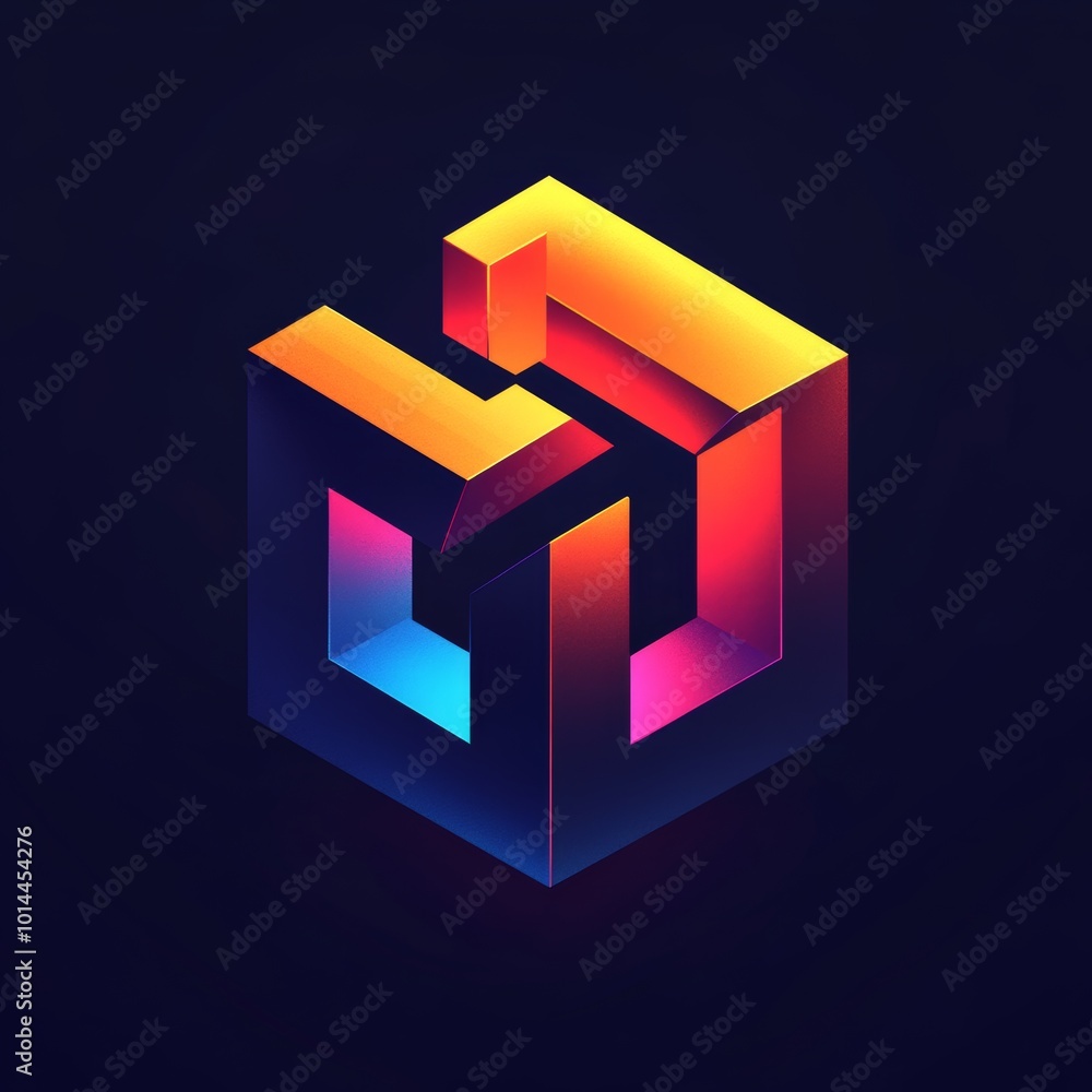 Abstract 3D Cube Design with Colorful Gradient and Depth Effect Abstract 3D Cube Design with Colorful Gradient and Depth Effect