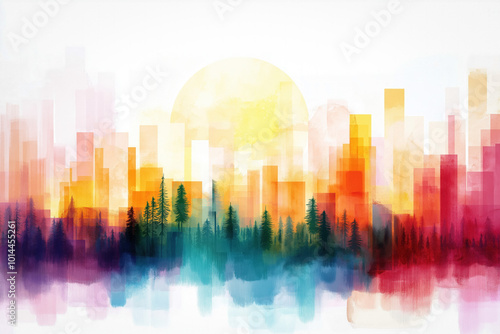 Sunset Background In Waterc...