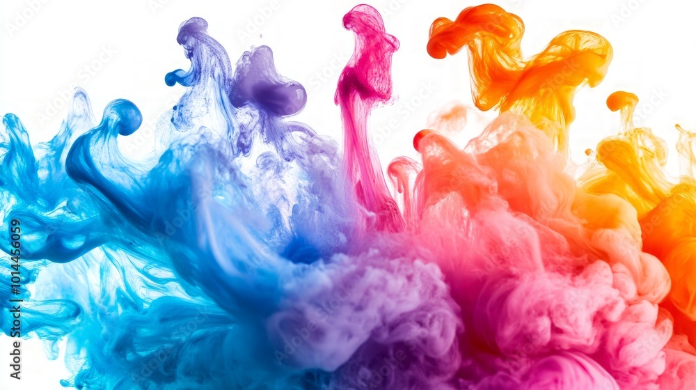 Fototapeta premium Vibrant Swirls of Color, a dynamic explosion of bold blues, fiery oranges, and passionate pinks blend seamlessly, creating a mesmerizing visual dance of fluidity and movement.