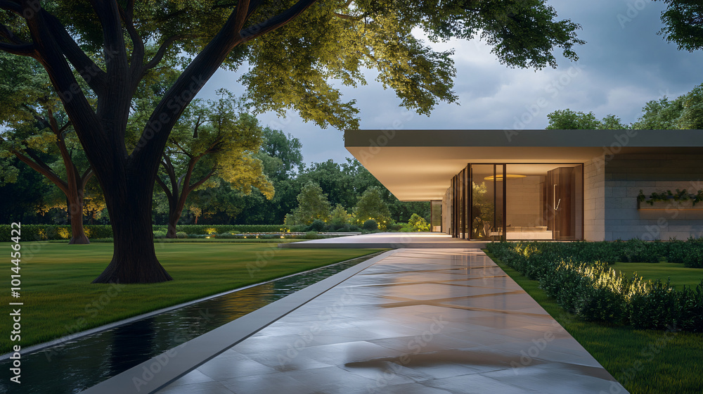 minimal modern home in a beautiful calm garden