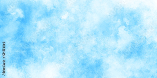 Soft and clear blue watercolor cloudy sky background, texture blue white paper background, Blue watercolor cloudy sky background, Blue clouds on the sky with soft natural cloudy stains.