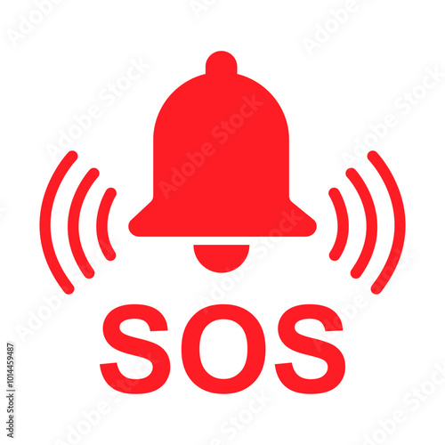 SOS help icon, safety support alert flat design, save vector illustration