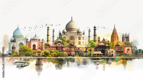 Travel Collage of famous places of the india, Element for Advertisement, postcard, poster
