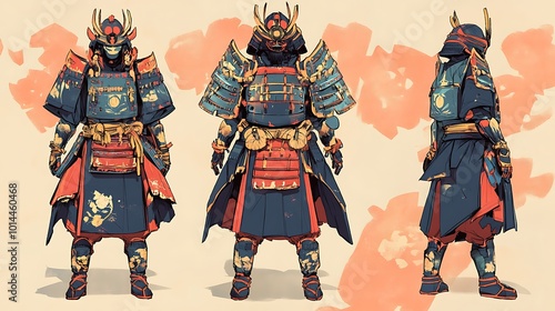 Illustration of a Samurai Warrior in Full Armor.