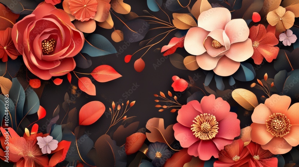 Elegant Floral Arrangement on Dark Background Elegant Floral Arrangement on Dark Background