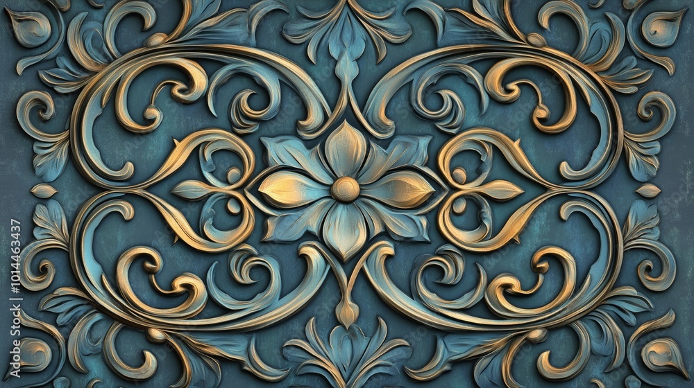 Intricate Floral Relief with Elegant Swirls and Details Intricate Floral Relief with Elegant Swirls and Details