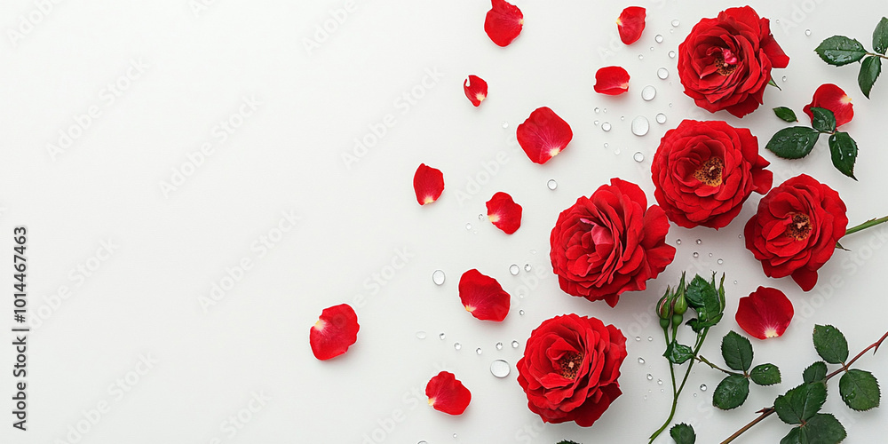 Fresh Red Roses with Dew Drops Fresh Red Roses with Dew Drops
