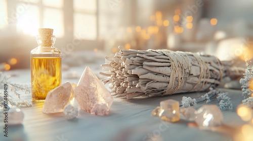 3D Natural Healing Arrangement with Sage and Essential Oils