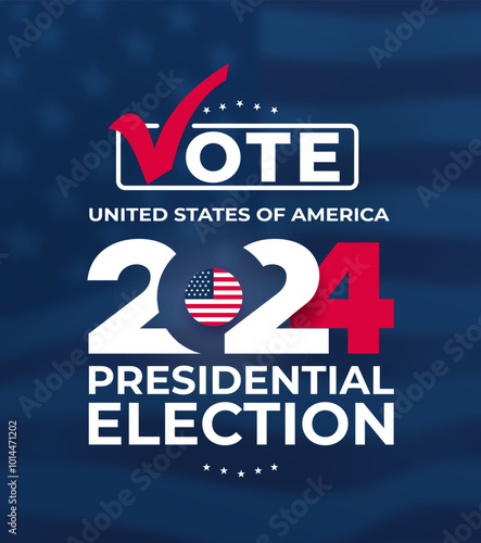 USA president voting 2024. Election day. Election voting poster. Template Vote 2024 in USA, banner design. Political election campaign. Vector Election voting banner. Vote day, November 5.