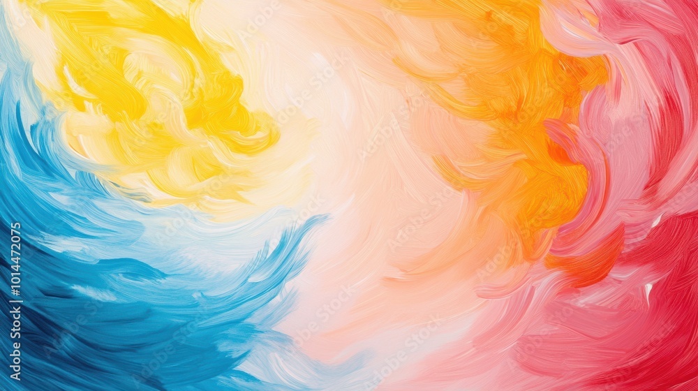 A close up of a painting with different colors and swirls, AI A close up of a painting with different colors and swirls, AI