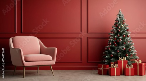 Cozy Corner with Armchair and Christmas Tree