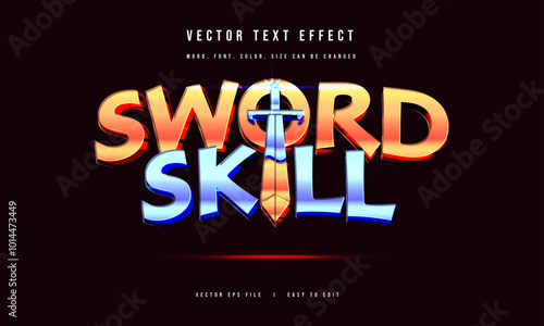 Sword Skill Game text effect cartoon style editable