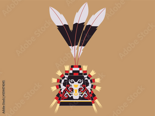 Kalimantan Borneo Indonesia Dayak tribe ethnic culture headdress ancient headwear symbol sign design icon