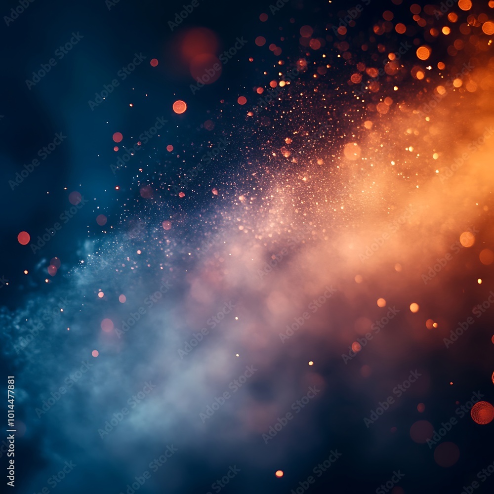 Bold abstract smoke cloud created by intense blue and vivid orange lighting Bold abstract smoke cloud created by intense blue and vivid orange lighting