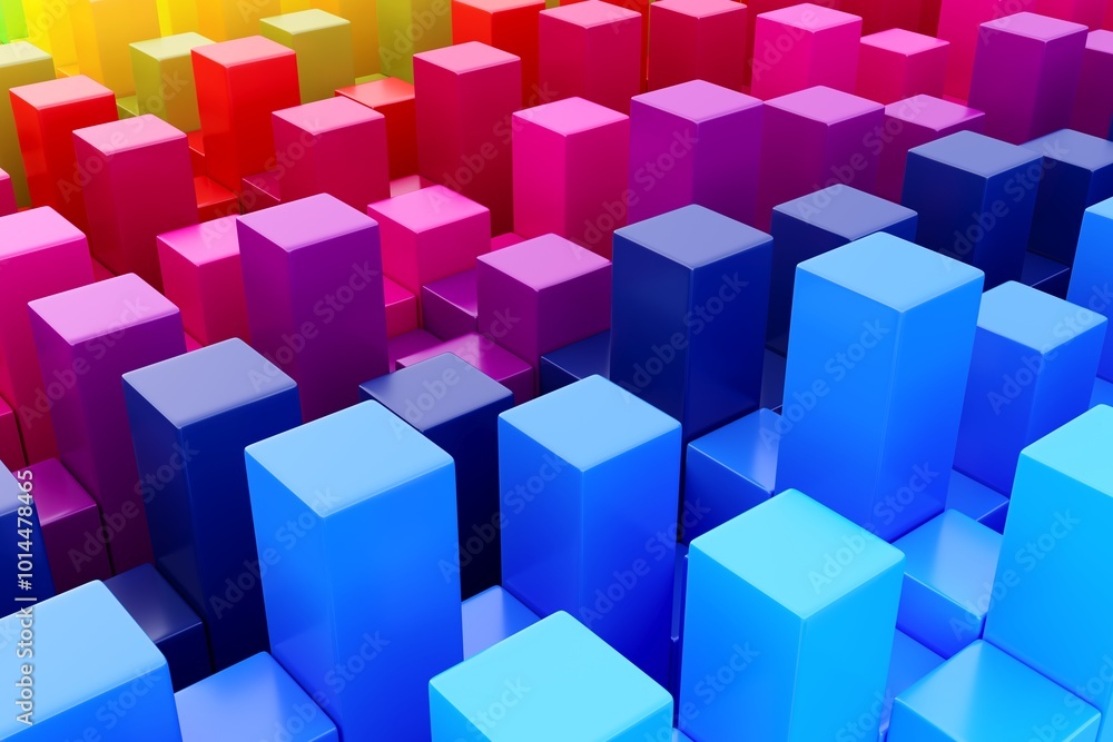 Colorful abstract background with heterogeneous pillars 3D illustration Colorful abstract background with heterogeneous pillars 3D illustration