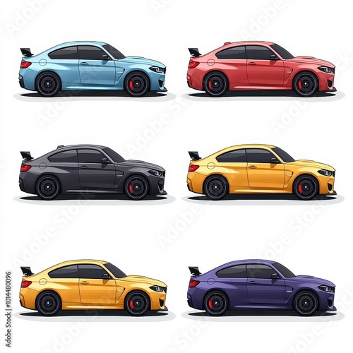 Sports Car Collection Blue Red Black Yellow Orange Purple