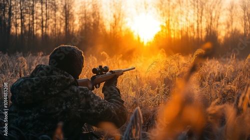 hunter is shooting prey