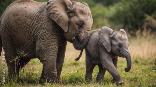 baby and mother elephant photo