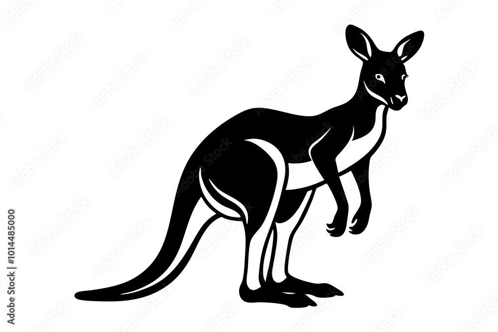 Fototapeta premium Cute kangaroo silhouette minimalistic vector art illustration