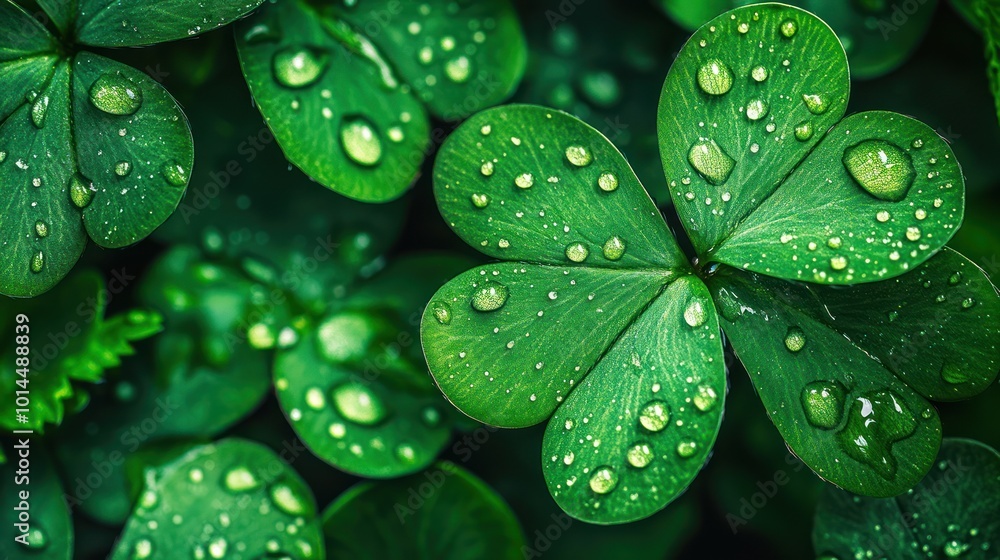 Close Up of a Dewy Shamrock Leaf Close Up of a Dewy Shamrock Leaf
