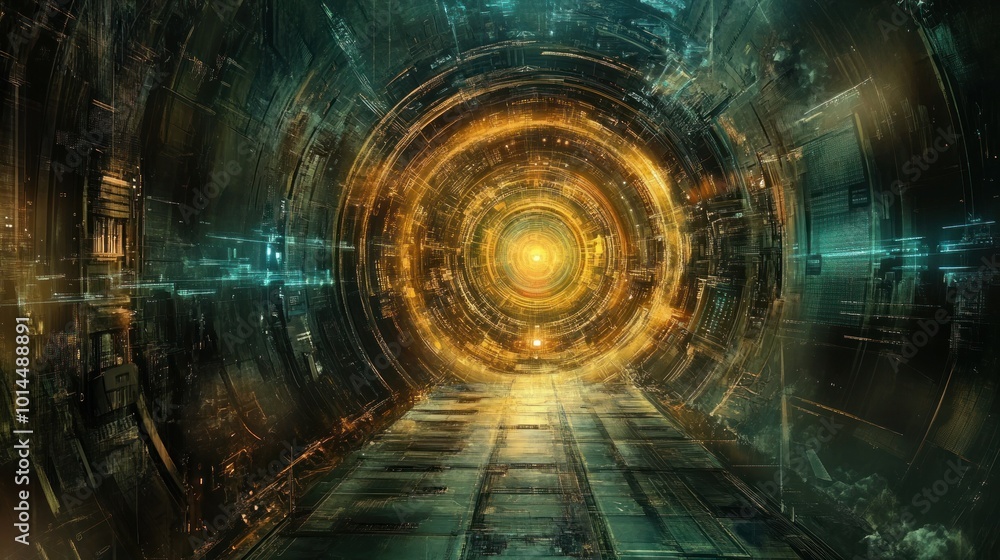 Abstract Futuristic Tunnel with Bright Light at the End Abstract Futuristic Tunnel with Bright Light at the End