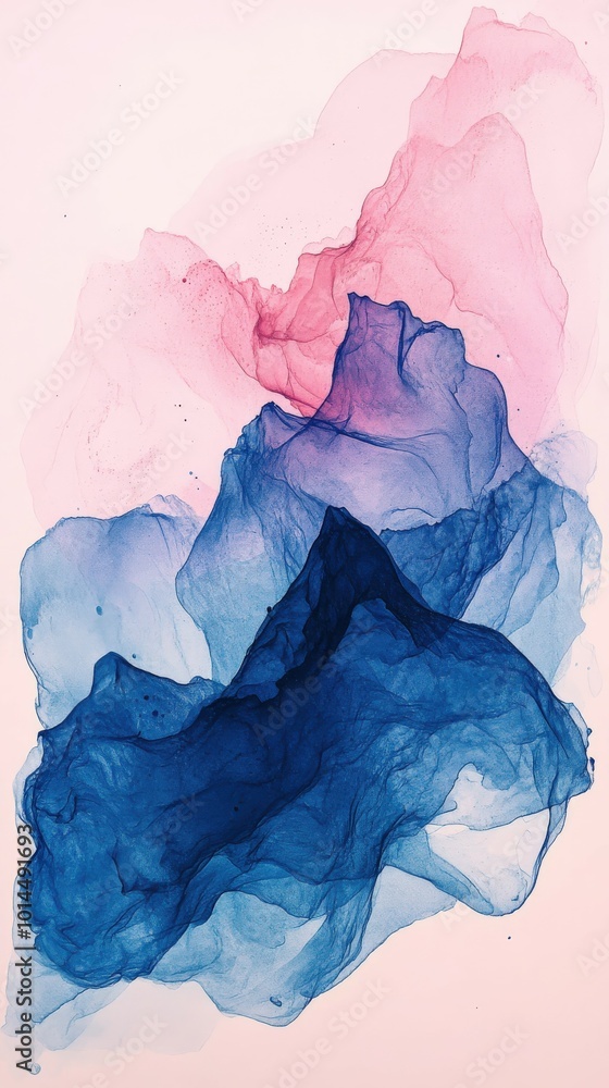 Obraz premium Soft pastel abstract art with flowing pink and blue shapes on canvas