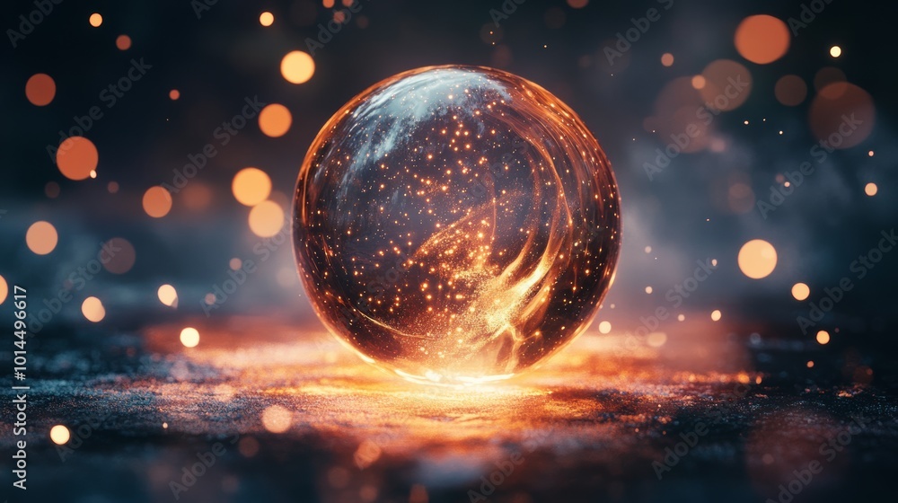 A minimalistic, three-dimensional icon of a glowing crystal ball, surrounded by a soft, shimmering light with magical sparkles A minimalistic, three-dimensional icon of a glowing crystal ball, surrounded by a soft, shimmering light with magical sparkles