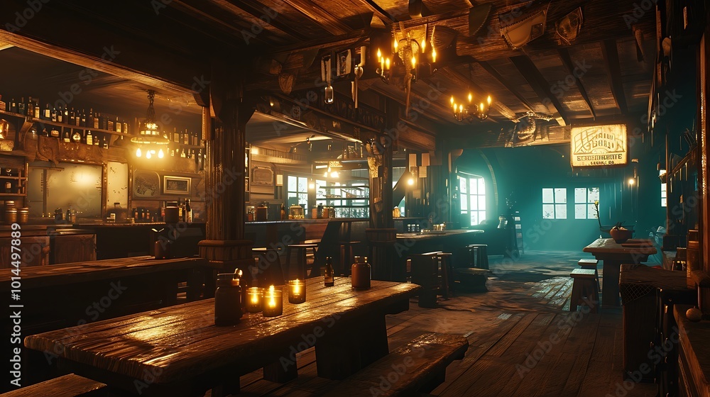 A rustic-themed dining room with a farmhouse table and warmth.
A rustic-themed dining room with a farmhouse table and warmth.