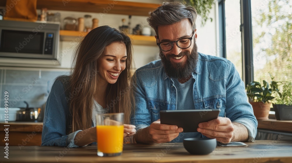 The Happy Couple Enjoying Tablet The Happy Couple Enjoying Tablet