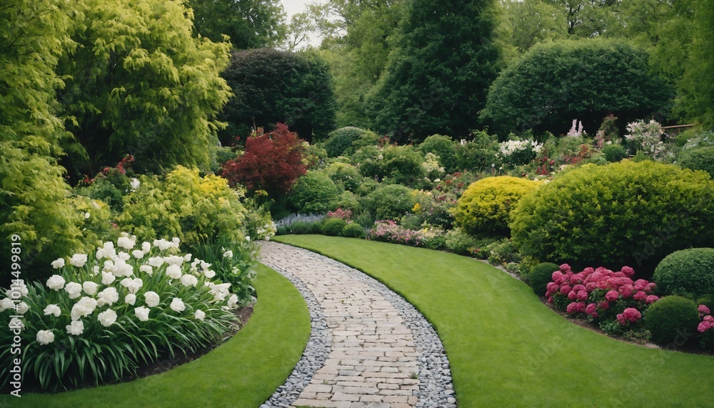 Fototapeta premium A Well Maniucred Garden with A Path