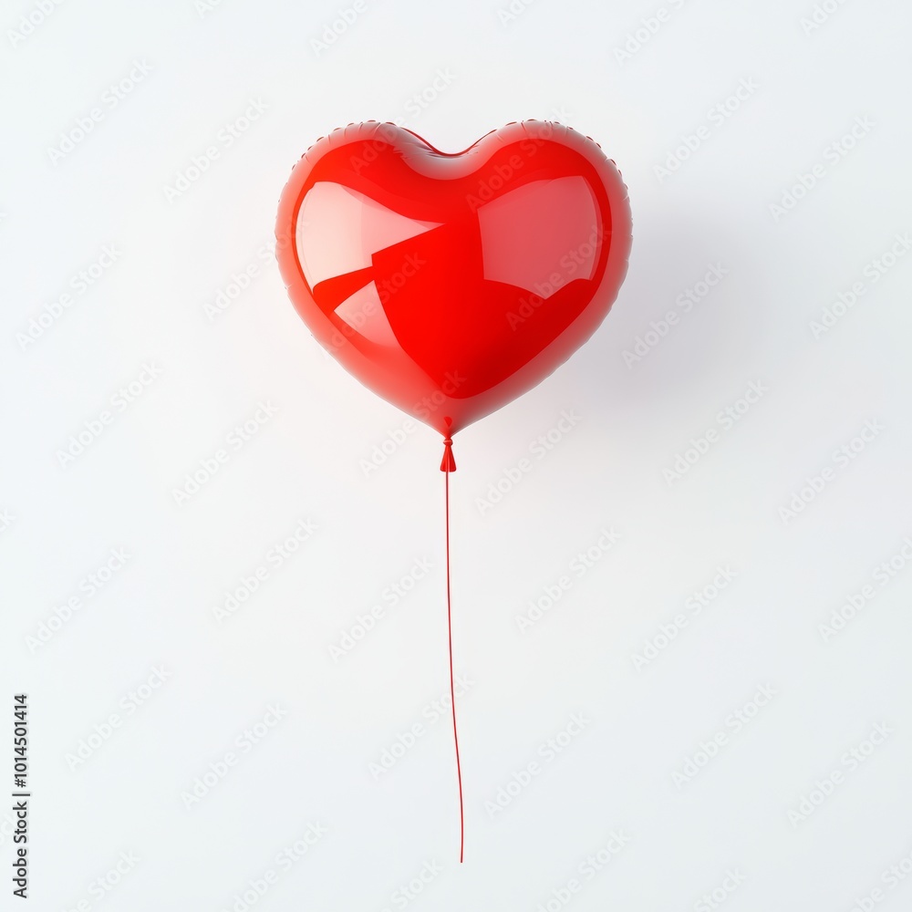 A realistic 3D render of a bright red balloon with a heart-shaped design, drifting against a white backdrop, perfect for a Valentine Day greeting A realistic 3D render of a bright red balloon with a heart-shaped design, drifting against a white backdrop, perfect for a Valentine Day greeting
