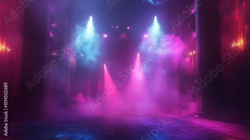 Wallpaper Mural Stage Lit with Pink and Blue Spotlights in Smoky Atmosphere Torontodigital.ca