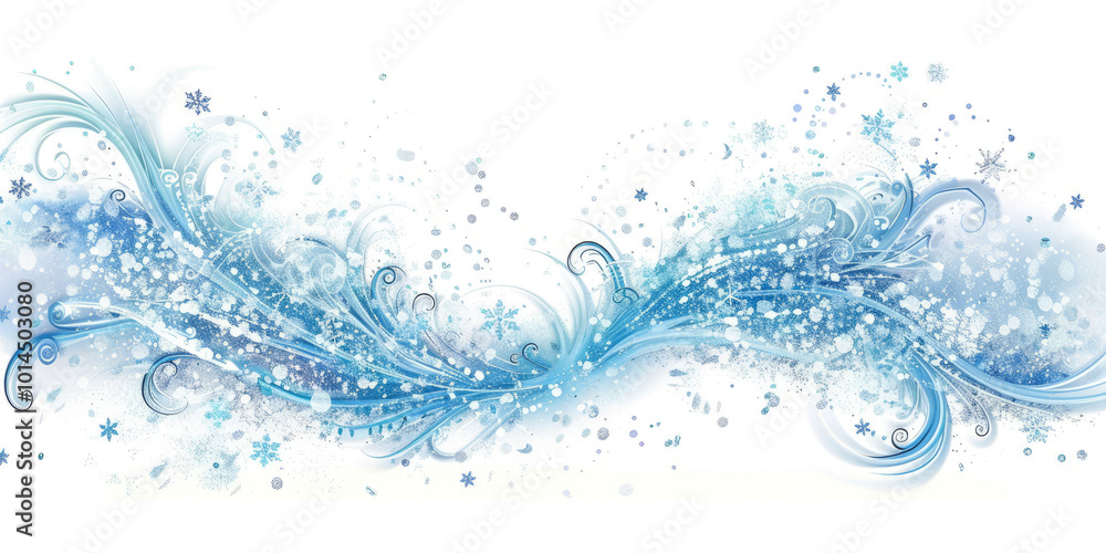 Magical swirls of light with a touch of frost, on white Magical swirls of light with a touch of frost, on white