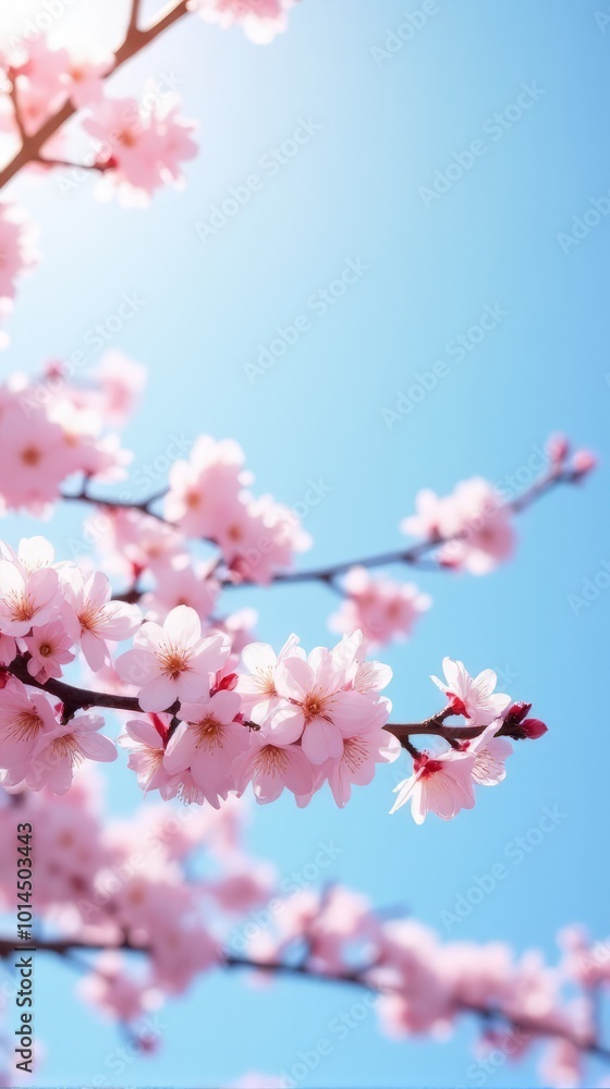 Cherry Blossoms in Full Bloom Against a Clear Blue Sky Cherry Blossoms in Full Bloom Against a Clear Blue Sky