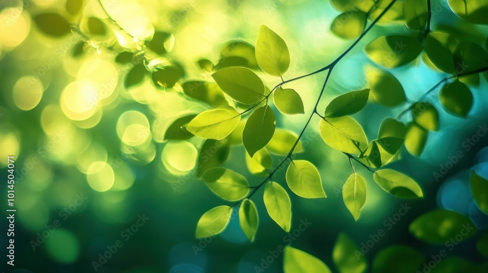 Sunlit Green Leaves with Defocused Background Sunlit Green Leaves with Defocused Background