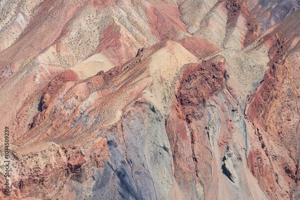 Obraz premium Colorful landscape detail of mineral mountainside, Aini, Sughd, Tajikistan