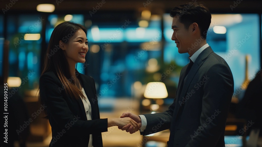 Business People Shaking Hands in a Modern Office Building Business People Shaking Hands in a Modern Office Building